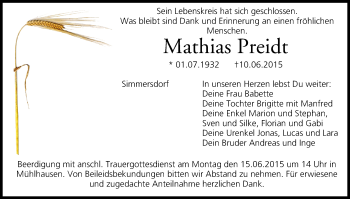 Anzeige von Mathias Preidt von MGO