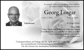 Anzeige von Georg Losgar von MGO