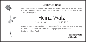 Anzeige von Heinz Walz von MGO
