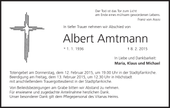 Anzeige von Albert Amtmann von MGO