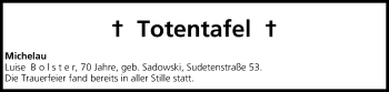 Anzeige von Totentafel vom 26.09.2015 von MGO