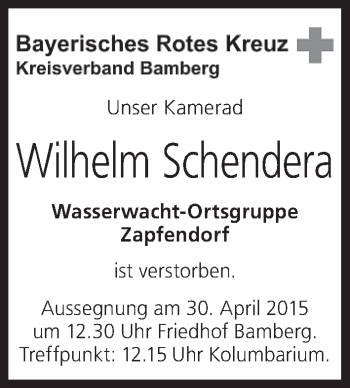 Anzeige von Wilhelm Schendera von MGO