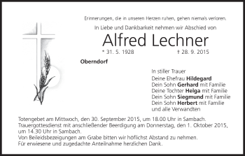 Anzeige von Alfred Lechner von MGO
