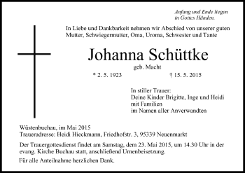 Anzeige von Johann Schüttke von MGO