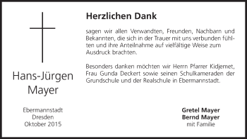 Anzeige von Hans-Jürgen Mayer von MGO