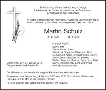 Anzeige von Martin Schulz von MGO