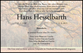 Anzeige von Hans Hesselbarth von MGO