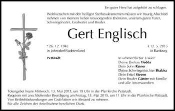 Anzeige von Gert Englisch von MGO