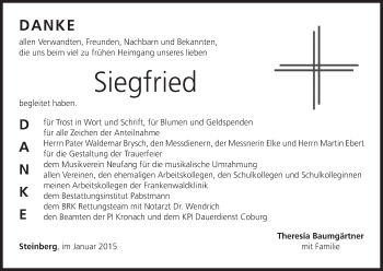 Anzeige von Siegfried Baumgärtner von MGO
