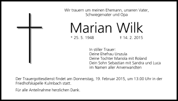 Anzeige von Marian Wilk von MGO