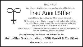 Anzeige von Anni Löffler von MGO