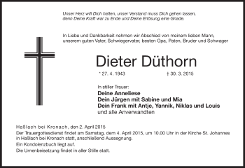Anzeige von Dieter Düthorn von MGO