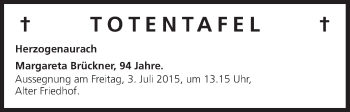 Anzeige von Margareta Brückner von MGO