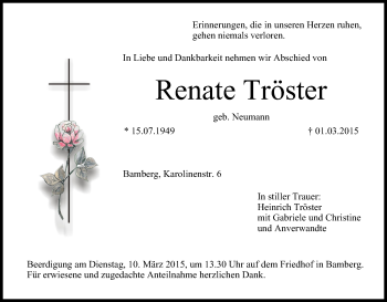Anzeige von Renate Tröster von MGO