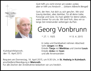 Anzeige von Georg Vonbrunn von MGO