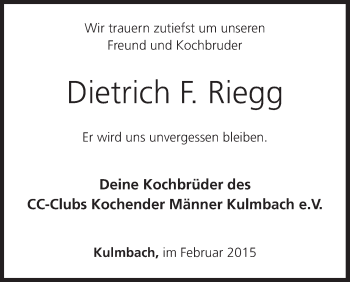 Anzeige von Dietrich F Riegg von MGO