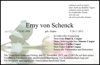 Anzeige von Erny von Schenck von MGO