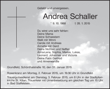 Anzeige von Andrea Schaller von MGO