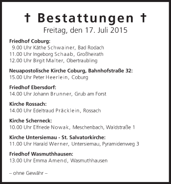 Anzeige von Peter Heerlein von MGO