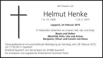 Anzeige von Helmut Henke von MGO