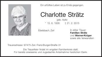 Anzeige von Charlotte Strätz von MGO