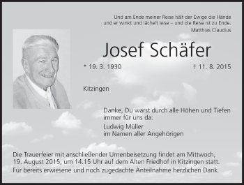 Anzeige von Josef Schäfer von MGO