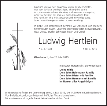 Anzeige von Ludwig Hertlein von MGO