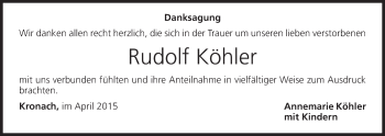 Anzeige von Rudolf Köhler von MGO