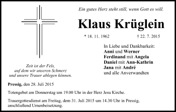 Anzeige von Klaus Krüglein von MGO