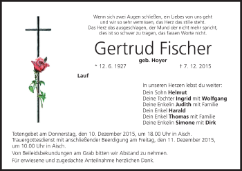 Anzeige von Gertrud Fischer von MGO