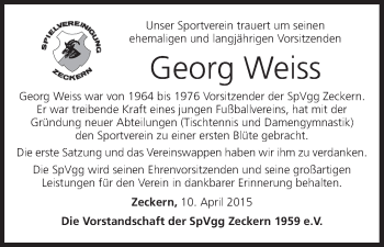 Anzeige von Georg Weiss von MGO