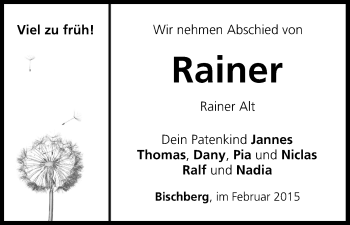 Anzeige von Rainer Alt von MGO