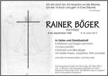 Anzeige von Rainer Böger von MGO
