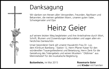 Anzeige von Heinz Geier von MGO