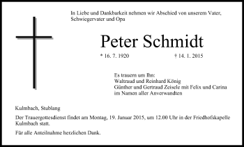 Anzeige von Peter Schmidt von MGO