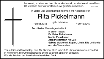 Anzeige von Rita Pickelmann von MGO