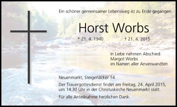 Anzeige von Horst Worbs von MGO