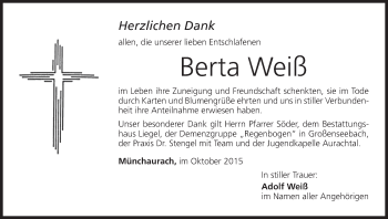 Anzeige von Berta Weiß von MGO