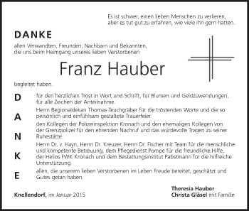Anzeige von Franz Hauber von MGO