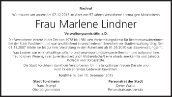 Anzeige von Marlene Lindner von MGO