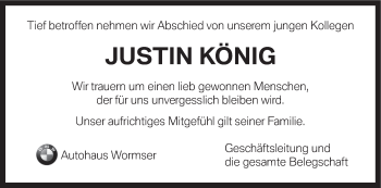 Anzeige von Justin König von MGO