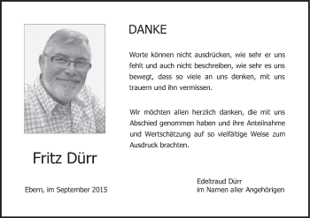 Anzeige von Fritz Dürr von MGO