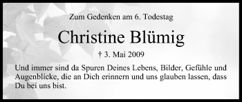 Anzeige von Christine Blümig von MGO