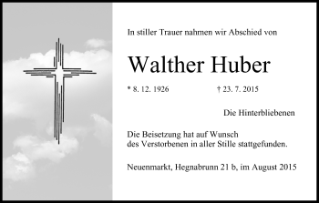 Anzeige von Walther Huber von MGO