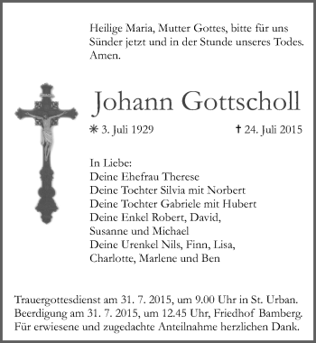 Anzeige von Johann Gottscholl von MGO