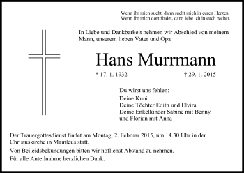 Anzeige von Hans Murrmann von MGO