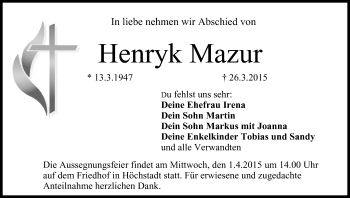 Anzeige von Henryk Mazur von MGO