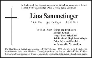 Anzeige von Lina Sammetinger von MGO