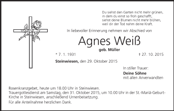 Anzeige von Agnes Weiß von MGO
