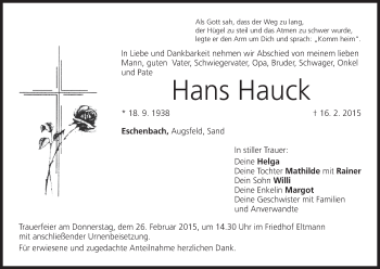 Anzeige von Hans Hauck von MGO